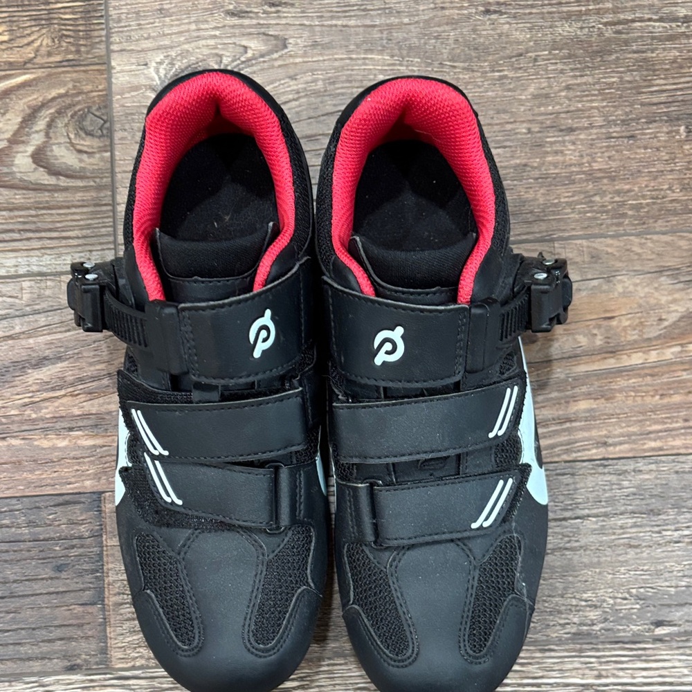 Peloton Black White Red Women's Athletic Cycling Shoes